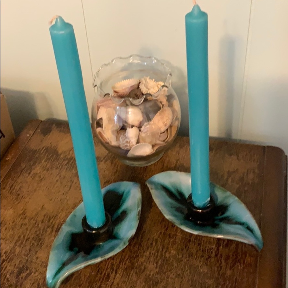 Blue mountain pottery candle stick holders MINT